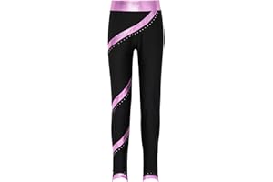YOOJIA Leggings Sport Enfant Fille Gymnastique Pantalon de Patinage Artistique Minceur Legging de Danse Running Gymnastique Crayon Pantalon Stretch Sportwear
