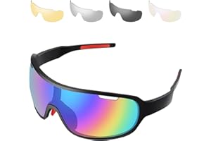 SAWUTPV Gafas de Ciclismo para Hombre y Mujer Polarizadas Gafas De Sol Protección UV400 Viento Arena Gafas Deportivas, 5 Lentes Intercambiables