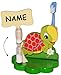 Produktbild Zahnputzuhr & Zahnbürstenhalter - " lustige Schildkröte mit Blume " - incl. Name - mit Sanduhr + Zahnbürste - aus Holz - für Kinder / zum Zähneputzen für 1 Minute - Badezimmer Bad Kinderzahnbürste / Mädchen Jungen - Tiere Schildkröten - Zahnputz Assistent / Kinderzahnputzuhr - Babyzahnbürste zum hinstellen - Kinderzahnbürste / Eieruhr