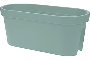 ‎SPETEBO Spetebo Balkon Geländer Blumenkasten oval 60 cm - mintgrün - Kunststoff Pflanztopf zum Einhängen - Garten Blumentopf Pflanz Blumen Schale zum Hängen