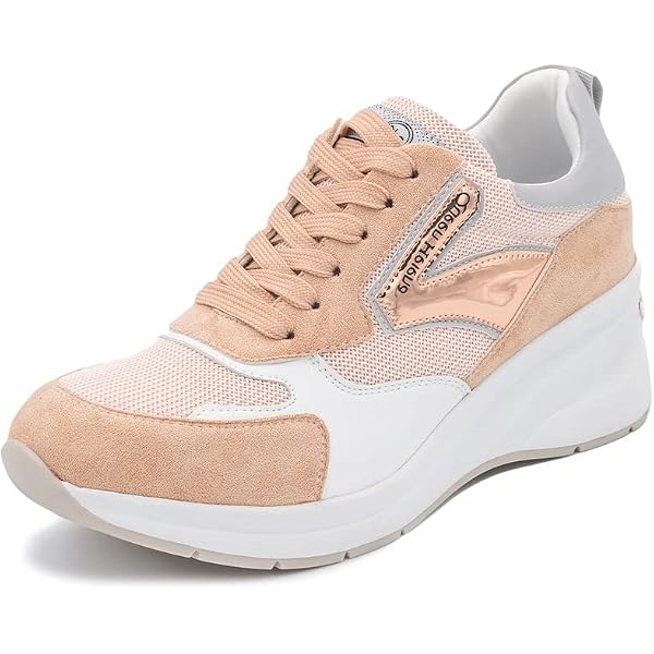 QUEEN HELENA Scarpe Platform Sneakers Casual da Ginnastica Leggere Plateau Morbide Donna X28-23 (X28-23 Argento, Numeric_38