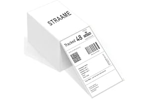 Straame - Thermal Shipping Barcode Labels - 4x6 Inch - Fanfold Permanent Adhesive & Commercial Grade for Direct Thermal Printer - Compatible with Amazon, Royal Mail, FedEx - White (Pack of 1000)