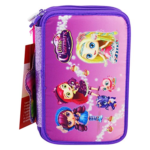 Little Charmers Astuccio Tre Zip Portapastelli Portapenne Colori Pennarelli Scuola Bambina
