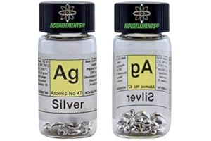 NOVAELEMENTS Argento metallico elemento 47 Ag, campione puro 3 grammi 99,99% in fiala di vetro con etichetta