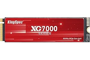 KingSpec 2To M.2 SSD 2280 NVMe PCIe Gen4x4, Vitesse de Lecture jusqu'à 7400 Mo/s, 3D NAND Flash Interne SSD - Compatible avec PS5/PC