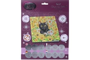 Craft Buddy CCK-A103 - Crystal Art Card Kit, Cat Among The Flowers, Katze, 18x18cm, Kristall-Kunstkarte, Diamond Painting