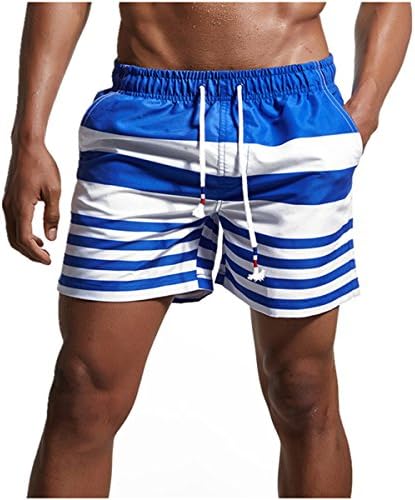CHENHENG Mens Swim Trunks Swim Shorts Quick Dry Beach Shorts Broad Shorts with Pockets for Surfing Swimming (XS_ Asia M -Waist:27"-31", Blue)