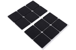 OKBY Non-Slip Rubber Furniture Pads, 12Pcs Wood Floor Protector Pad Table Chair Leg Floor Protectors Square Rubber Feet Self-adhesive Protector Set(Black)