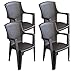 Produktbild Multistore 2002 4 Stück Stapelstuhl Rattan Look Gartenstuhl Gartensessel Kunststoff Bistrostuhl Balkonmöbel Terrassenmöbel - Braun