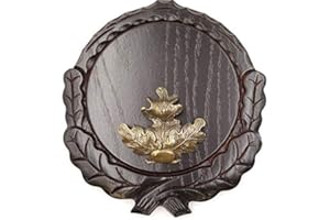 GTK - GEWEIHE & TROPHÄEN KRUMHOLZ GTK Set Keilerschild geschnitzt dunkel AF 16 cm mit 1 Stück Eichenlaub Deckblatt groß Keilerbrett Gewaffbrett Trophäenschild