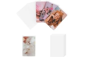 Baskiss 100 Packs Photocard Sleeves, 59 x 90 mm 200 Microns Ultra Thickness Kpop Clear Sleeves Idol Photo Cards Proector Tranding Cards Shield Cover (Unsealable)