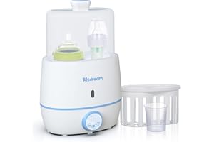 KISDREAM Flaschenwärmer Baby, 6-in-1 Doppel Sterilisator für Babyflaschen und Babykostwärmer, Warmhaltung, Genaue Temperaturregelung, geeignet für alle Babyflaschen, LCD-Display, 1678-12(Hellblau)