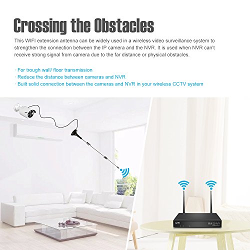 SANNCE Antena inalámbrica 3m/9.8 pies Kit de seguridad WIFI amplificador para sistema de vigilancia 4 Pack