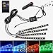 Produktbild Auto Atmosphäre Licht, Auto Innenraumbeleuchtung LED Leuchten Streifen WZMIRAI 48 LED Multi-Color Noen Streifen Lichter Wireless FernbedienungWasserdichtsolide Kontrolle