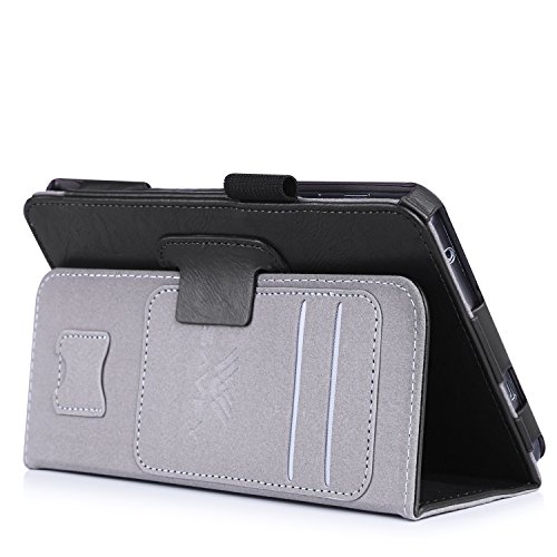 SAVFY Samsung Galaxy Tab A 7.0 Hülle 2016 Business Serie Auto Sleep Wake up Funktion Case Smart Cover mit Handschlaufe, Kartensteckplätze, schwarz - 4