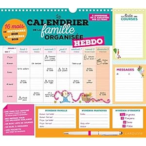 Le calendrier de la famille organisée hebdo 2019