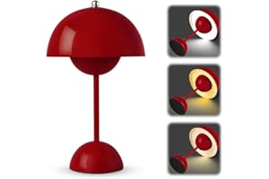 KAYUNEED Lámpara de mesa LED inalámbrica, con batería, lámpara de noche, lámpara de seta, lámpara de mesa táctil, regulable con 3 modos de brillo, 3000 K-6000 K, lámpara de mesa retro LED recargable para