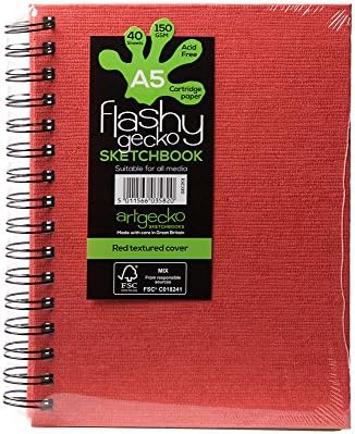 Artgecko Flashy Sketchbook A5 Portrait 80 pages (40 sheets) 150gsm Acid Free White Cartridge Paper