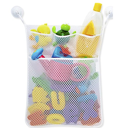 HBlife Sac de Rangement en Maille Lavable Bébé Jouet de Bain Organisateur Filet Ventouse