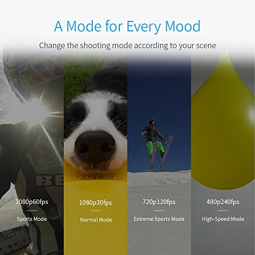 YI 2K Action Kamera Actioncam mit WiFi BT4.0 16MP Sensor aus Sony Ambarella A7LS 2KP30 1080p60 Auflösung, Schwarz - 7