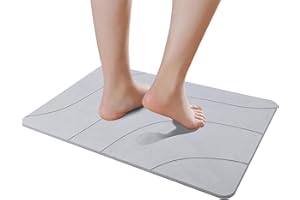 E-RFSEY Diatomite Stone Bath Mat, tappetino da bagno in pietra, antiscivolo, super assorbente, ad asciugatura rapida, naturale, facile da pulire (Grigio Chiaro)