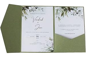 MillaSaw - Hochzeitseinladung, Olivgrün, Hochzeitsbox für Hochzeit, Verlobung, Abschlussfeier, Jahrestag, 25 Stück (Olivgrün)