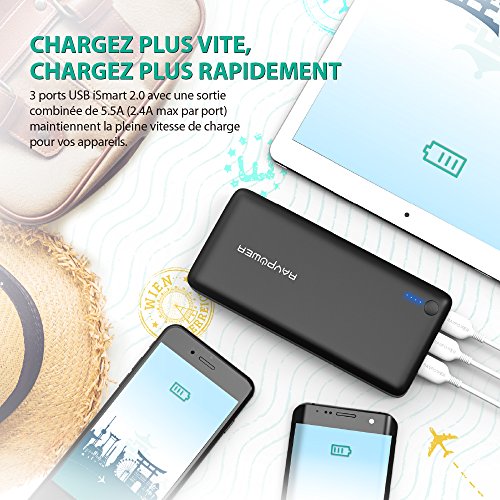 Batterie Externe 26800mAh RAVPower 3 Ports USB Chargeur Portable Li-polym re Autoris en Avion Sortie Totale 5 5A Entr e 2A avec Technologie iSmart 2 0 pour iPhone iPad Galaxy S8 etc - Noir reviews Batterie Externe 26800mAh RAVPower 3 Ports USB Chargeur Portable Li-polym re Autoris en Avion Sortie Totale 5 5A Entr e 2A avec Technologie iSmart 2 0 pour iPhone iPad Galaxy S8 etc - Noir