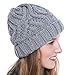 Produktbild Fenverk Damen Strick-Mütze gefüttert mit Fell-Bommel, Kunstfell, Winter-Mütze, Bommelmütze Damen Strickmütze mit Fellbommel(Grau)