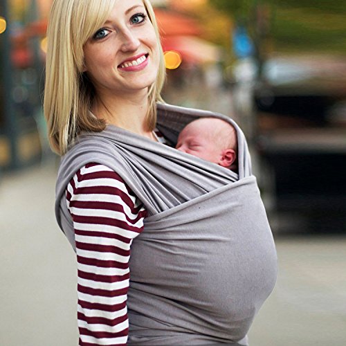 Baby Wrap Carrier,Extra Soft and Lightweight Baby Sling with Premium Materials 100% Lifetime Guarantee by SeccoPro Baby Carrier for Infants with High Quality Fabric,Gray