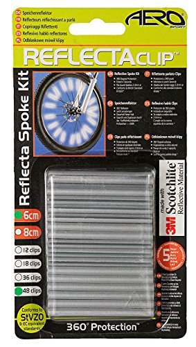 Aero Sport® 3M Scotchlight ReflectaClipTM 6cm 48 Stück Speichensticks Speichenreflektor Deutsch Straßenverkehr Normen StVZO, TÜV-geprüft Sicherheit Für Fahrrad Zertifiziert Rollende Landstraße Auswirkungen Geprüft 300.000 Mal