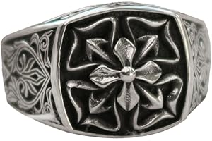 Auriselle Anello vichingo da uomo con motivo a intaglio del crocifisso, gioiello retrò punk gotico regolabile aperto, regalo di Natale unisex vintage per uomini ragazzi signore