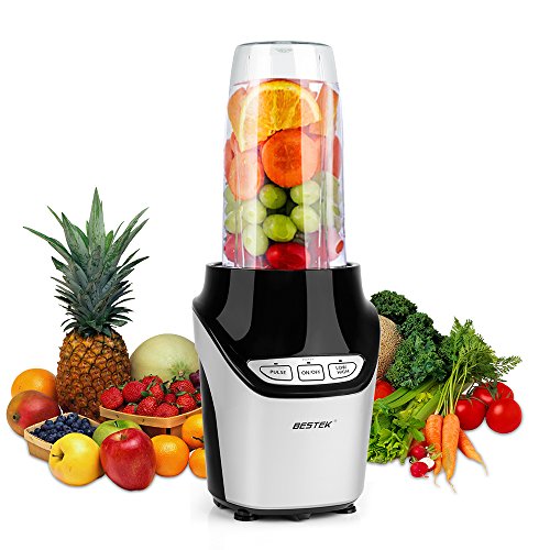 BESTEK Rezepte Vielfltiger Standmixer, 1000w Smoothmaker mit 2 Messer,2 Mixbecher,silber .u. schwarz