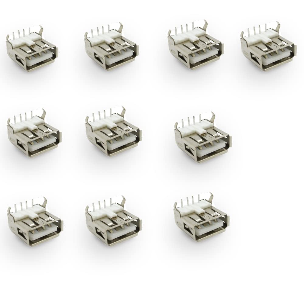 ICSTORE - USB Female Type A 4-Pin DIP Right Angle Plug Jack Socket Connector LW - 10 Pcs