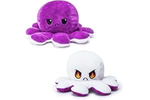 Xingsky Peluche Pieuvre Réversible 20 cm Pieuvre en Peluche Petite Pieuvre pour Enfants Amis Octopus Plush Blanc + Violet