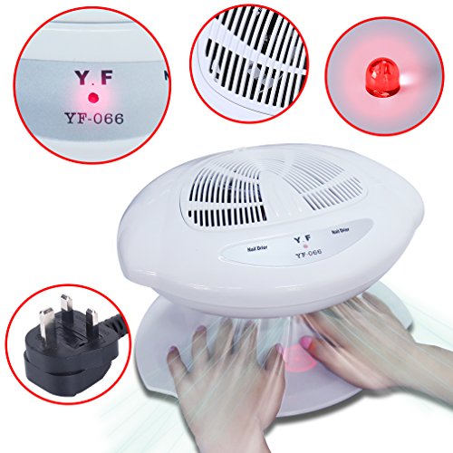 Nail Polish Dryer Fan UK PLUG Infrared Auto Sensor Induction With Warm & Cool Wind For Both Hands And Feet White By Elite99®