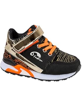 GIBRA® Kinder Knöchelschuhe, mit Lederinnensohle, schwarz/orange, Gr. 26-36