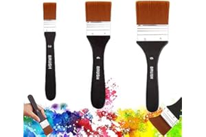 LUKIUP® 3 Piezas Plano Pincel, 20/40/60 mm Juego de Brochas Planas Profesional, Grande Nylon Pincel Pintura, Pintura Madera Cepillo Fácil de Usar y Limpiar Adecuado para Acrílico,Aceite,Acuarela