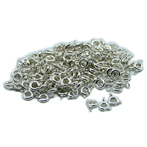 So Beauty 40pcs 5mm Silver Plated Spring Ring Round Clasps for Necklace & Bracelet DIY Making