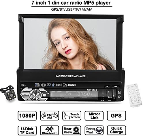 Car Radio with GPS Navigation, LESHP 7 Inch HD Touchscreen Car Radio, with Mirrorlink / Bluetooth Handsfree / 7 LED Lighting Colors / AM / FM / RDS / RADIO / USB / TF / AUX IN / Output