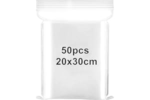 XINGRUN Druckverschlussbeutel Zip Beutel Groß 20x30cm Verschließbare Plastiktüten, Wiederverschließbare Plastikbeutel, Verdickung Haltbar, Anwendbar Bastelbedarf, Kleideraufbewahrung,Lebensmittel 50 Stück