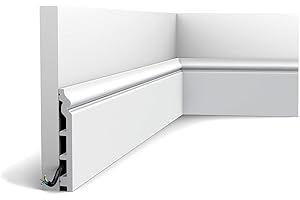ORAC DECOR Orac Plinthe SX118-RAL9003 200 cm x 13,8 cm x 1,8 cm Polystyrène extrudé (HDPS) classique arrondi avec passage de câble prépeinte en blanc (RAL 9003)