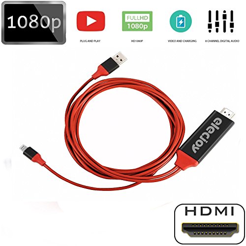 Lightning Kabel, 6.6 ft HDMI zu HDMI, 1080p HDMI Video AV-Kabel Stecker Umwandlung gleichen Bildschirm Gerät HDTV Adapter für iPhone 7/6/5 Serie, Pad Air/Mini/Pro, Pod Touch (5. Generation) Lightning to HDMI - 2