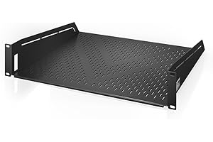 AC Infinity Estante universal con ventilación voladiza de 2U, 16 pulgadas de profundidad, para racks de equipos de 19 pulgadas. Acero laminado en frío de 2,4 mm de alta resistencia, capacidad de 100