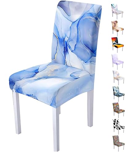 Coprisedie Elasticizzati Con Schienale - 6 Pezzi Fiore Blu - Lavabili In Lavatrice - Foto 3