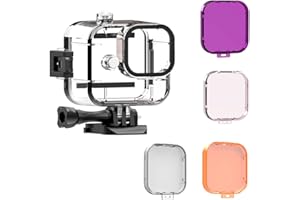 HMHAMA Carcasa impermeable con 4 filtros de buceo para G Hero11 Black mini, buceo submarino, fotografía, carcasa protectora para G Hero11 mini accesorios