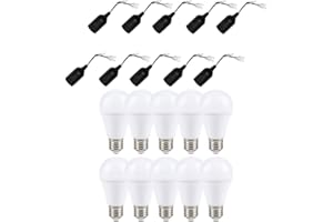 ‎NCC-LICHT NCC-Licht 10 x Baufassung Lampenfassung Renovierfassung E27 schwarz mit Steckklemme + 10 x LED Birne A60 9W E27 matt, Warmweiß