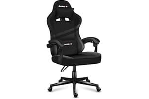 ‎HUZARO huzaro Force 4.4 Carbon | Gaming Stuhl PC Bürostuhl Schreibtischstuhl Ergonomischer Gamer | Kopfstütze Lendenkissen | bis 130 kg belastbar | Höhenverstellbar Wippfunktion | Stoff Kunstleder | Schwarz