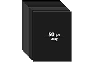 Atliberswo 50 arkuszy tektury rzemieślniczej A4 280g/m², papier konstrukcyjny czarny, papier kartonowy czarny do pakowania papieru, obrazów, druków, prezentacji, rękodzieła, fotokartek