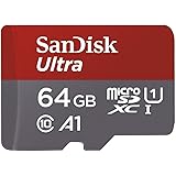 SanDisk Carte Mémoire MicroSDXC Ultra 64 Go + Adaptateur SD, Vitesse de Lecture Allant Jusqu'à 100MB/S, Classe 10, U1, Homologuée A1
