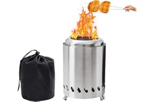 WRQIOO Table Top Fire Pit, Smokeless Firepit Stainless Steel, Portable Fire Pit Table Top for Camping, Outdoor and Patio Small F-ire P-it-Wood Burning/Pelletfueled